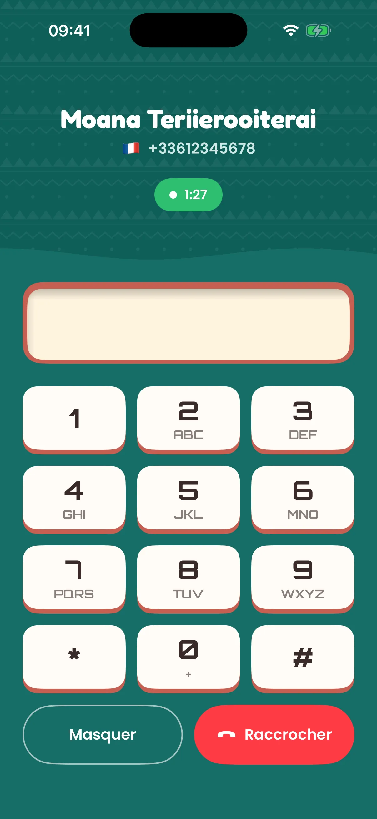 Le clavier pendant un appel