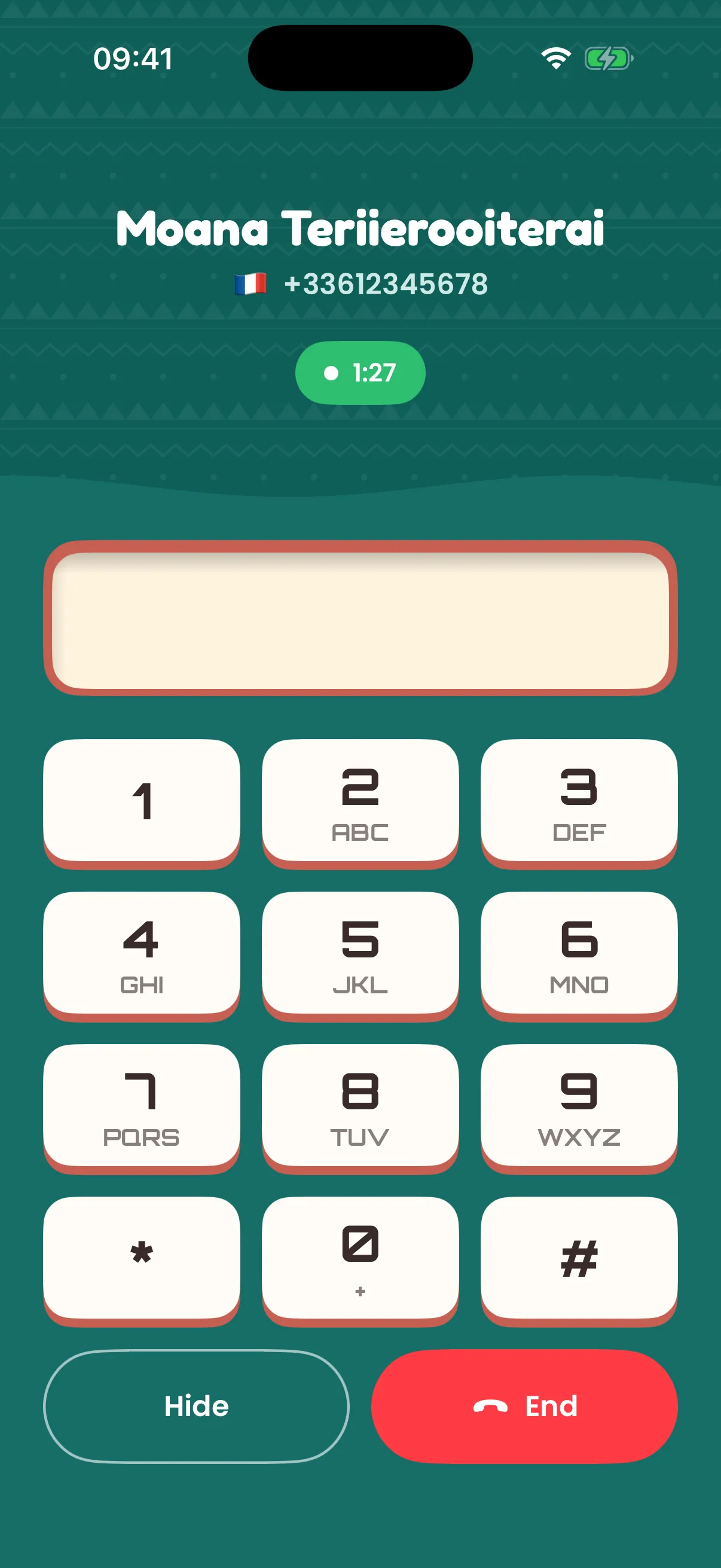 The keypad during a call