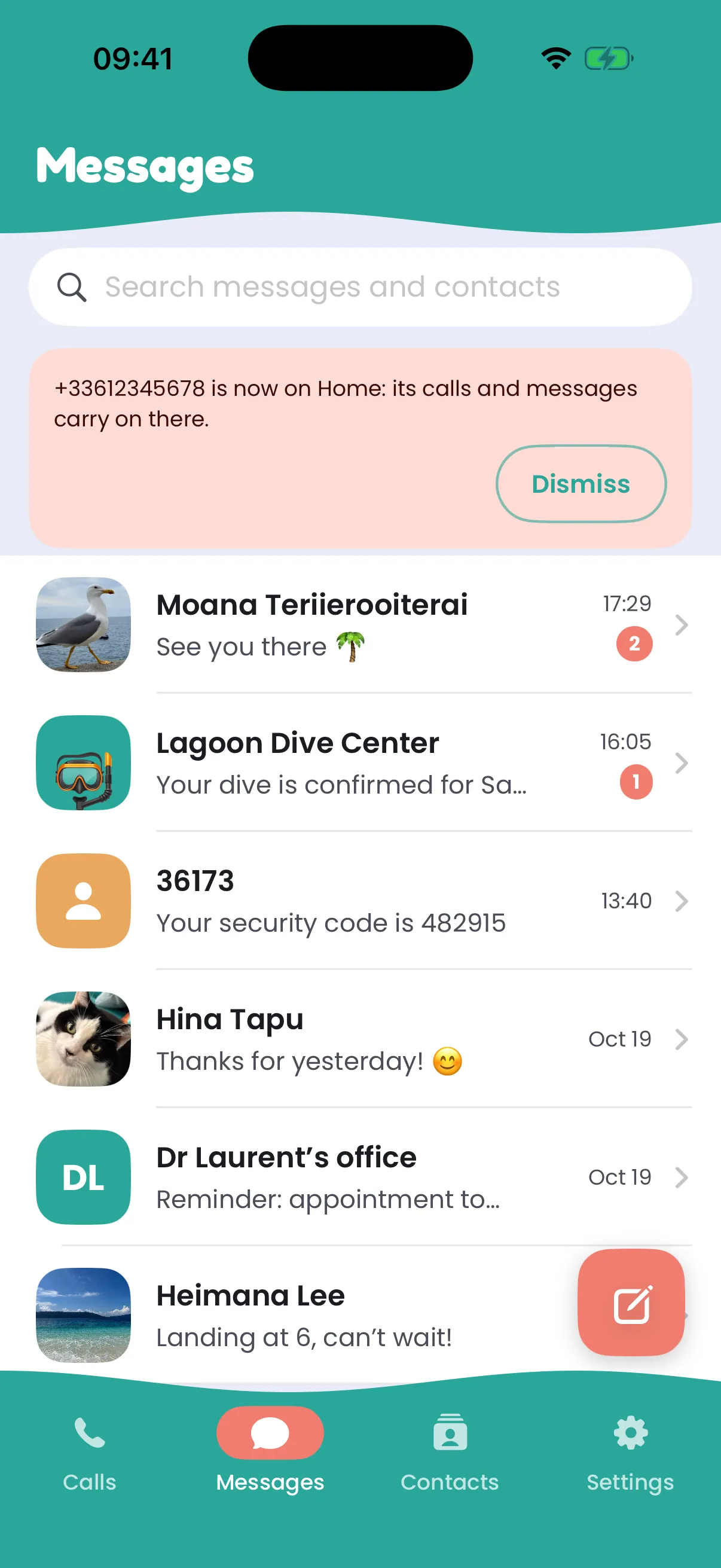 Messages tells you a number moved
